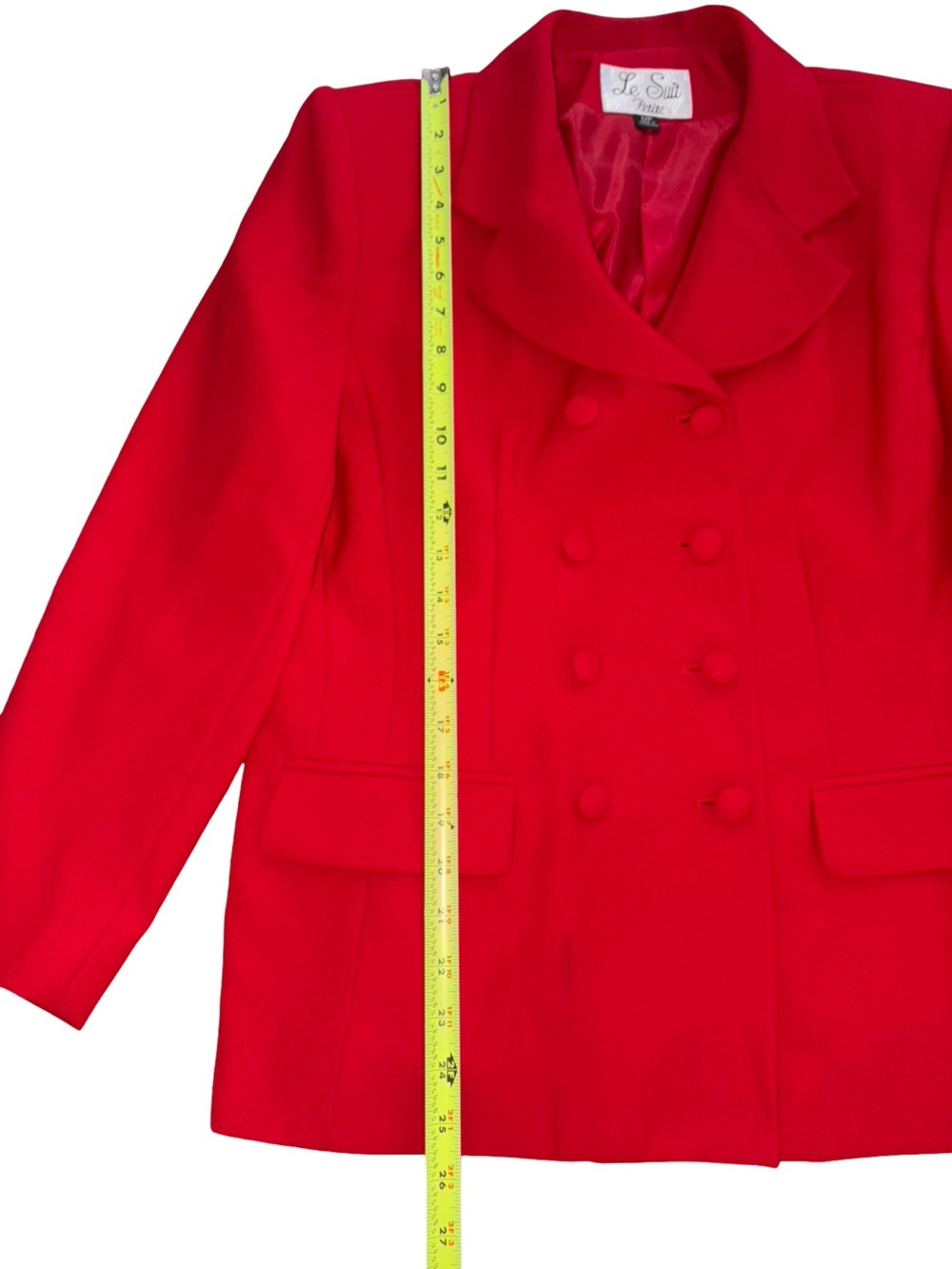 Le Suit Petite Red Skirt Suit 12P Double Breasted Blazer Career - Picture 10 of 16